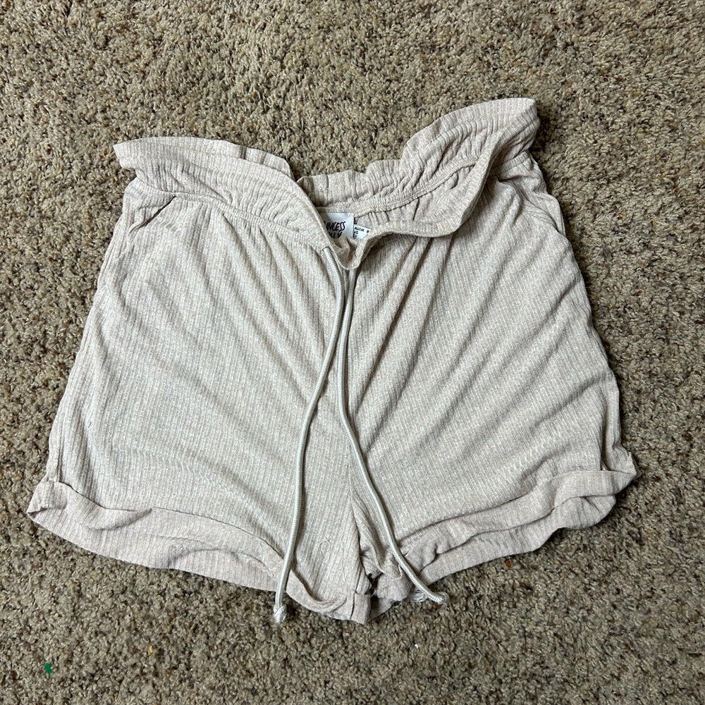 Princess Polly Beige Ribbed Shorts